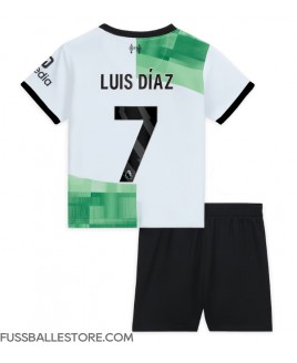 Günstige Liverpool Luis Diaz #7 Auswärts Trikotsatzt Kinder 2023-24 Kurzarm (+ Kurze Hosen)
